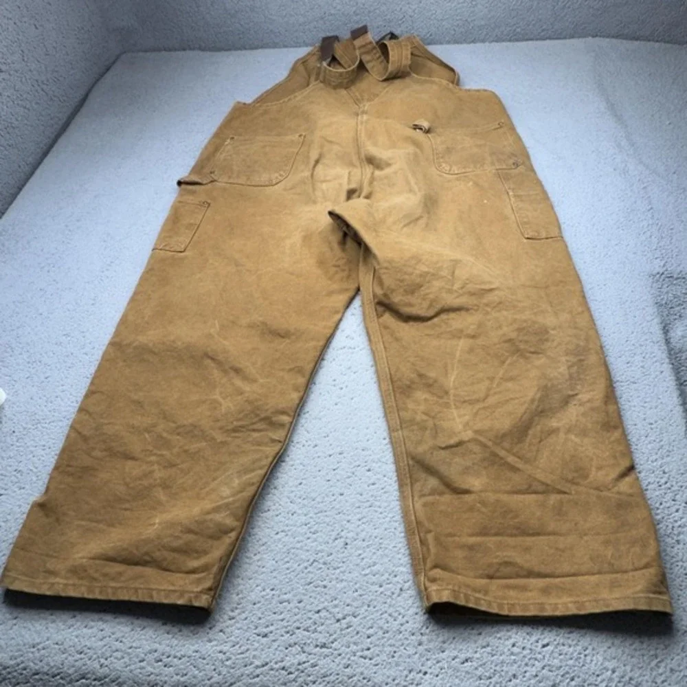 Carhartt Overalls Men 50x30 Brown Duck Bib Double Knee Canvas‎ R06 Workwear Bib